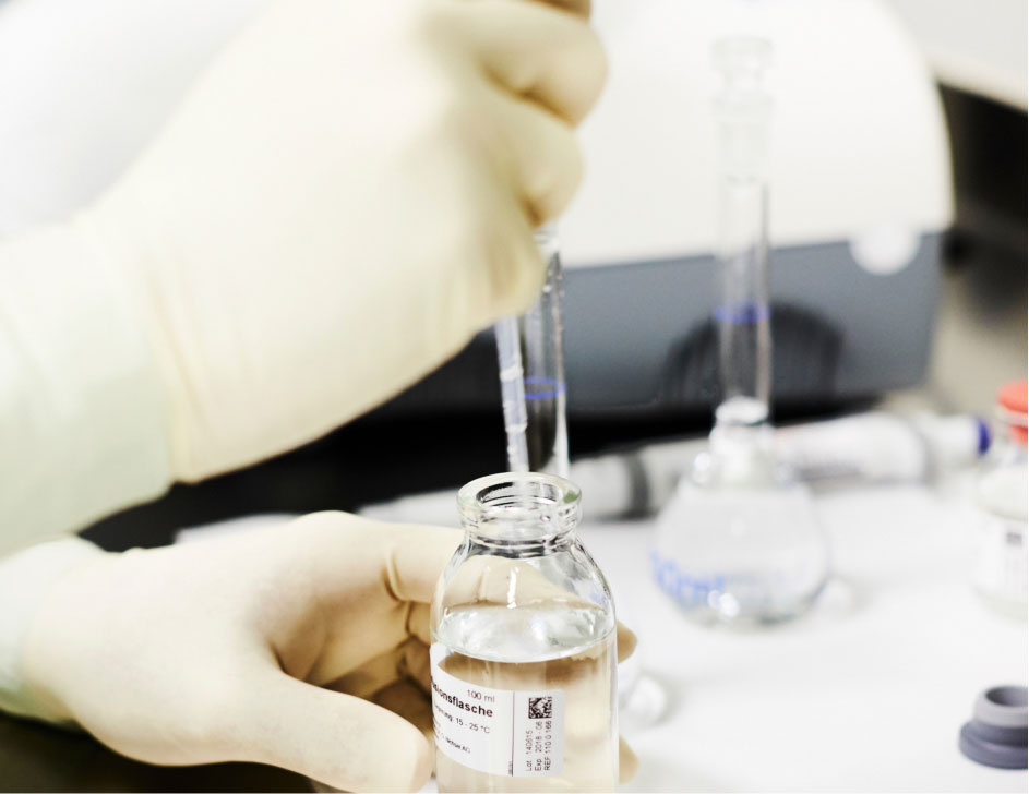 Close up of person taking lab samples